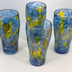 Schooner Glass - Silver Blue & Yellow