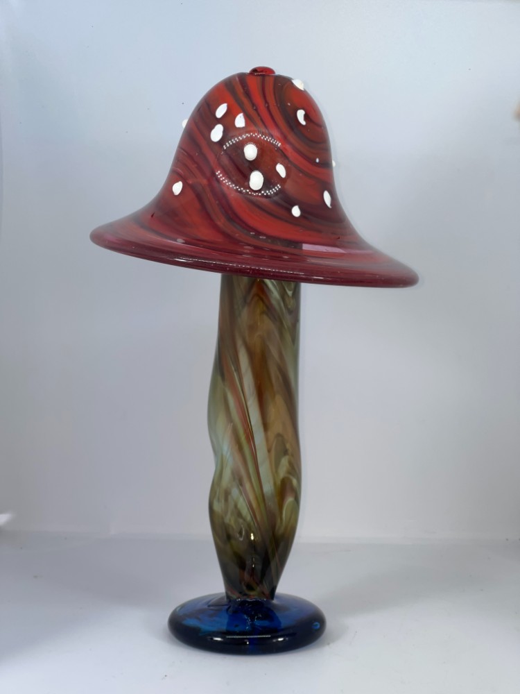Glass Mushroom Stem & Red Top