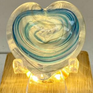 Glass Heart - Blue and white swirl