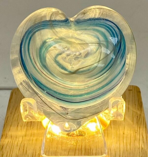 Glass Heart - Blue and white swirl