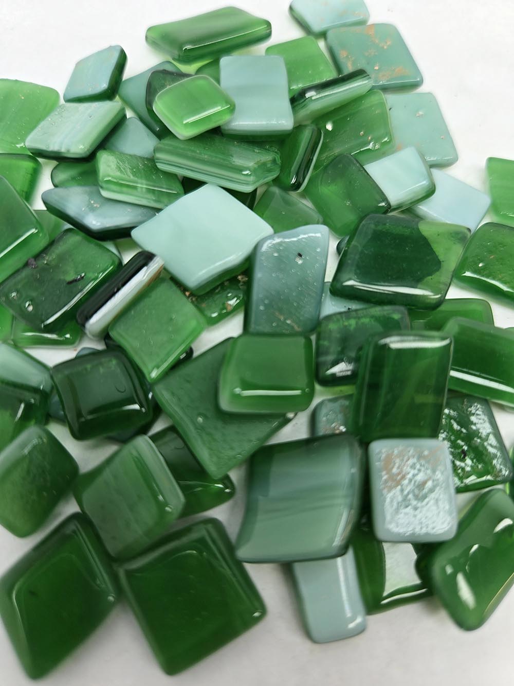 COE 96 Compatible Bulk glass fusing Squares. Green Jade