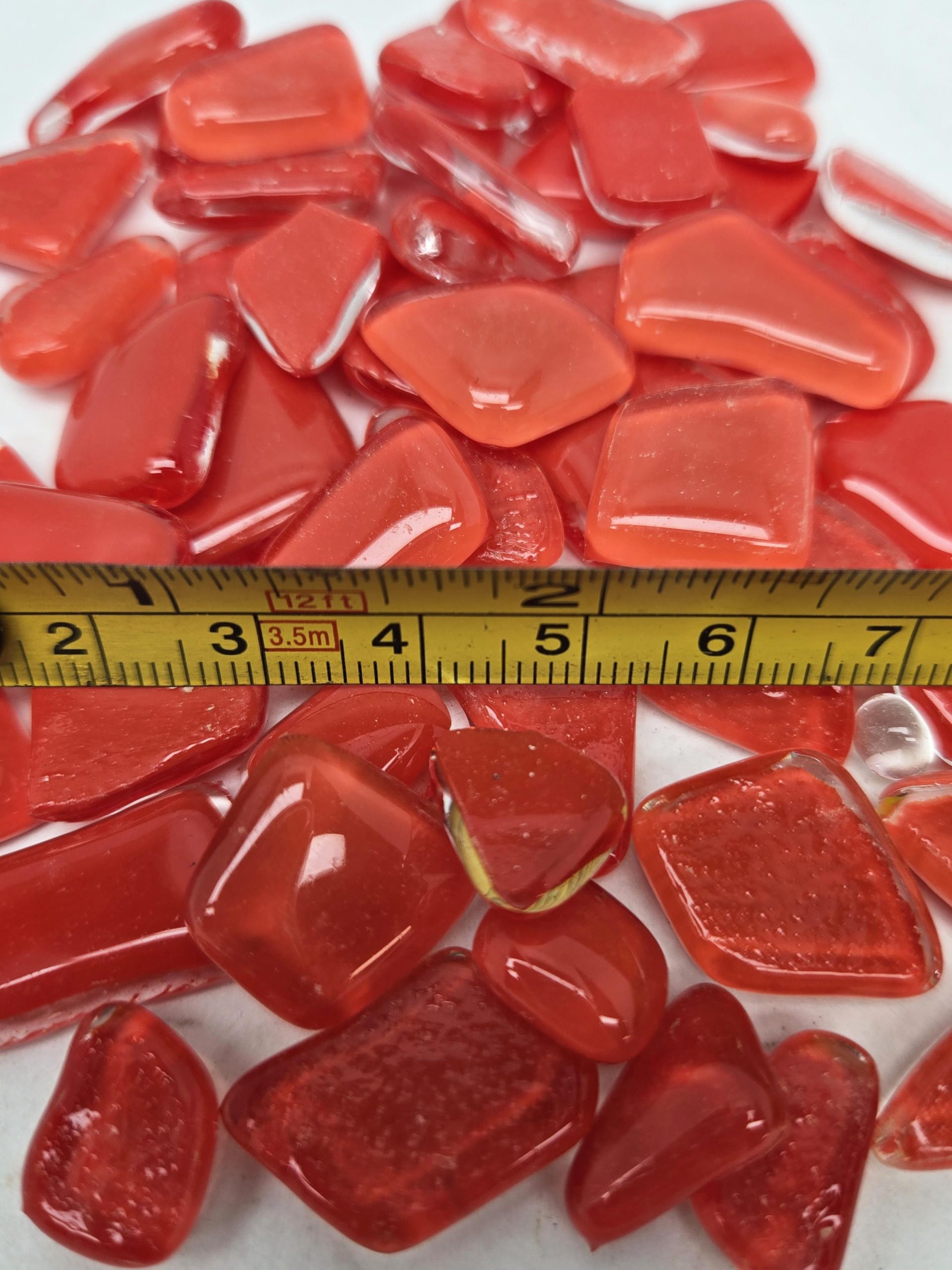 COE 96 Compatible Bulk glass fusing Cabochon. Tangerine Red. 50 grams (1.76oz) - Image 3
