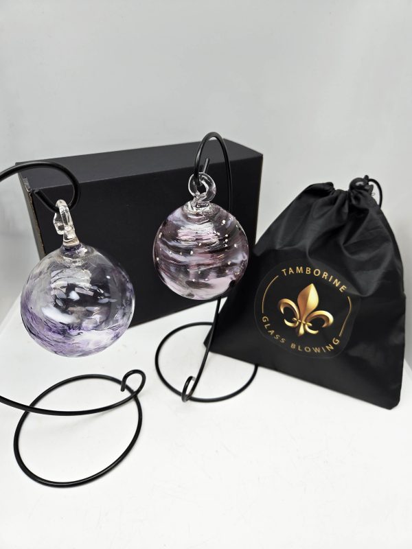 Set of 2 Christmas Baubles - Pink + Purple