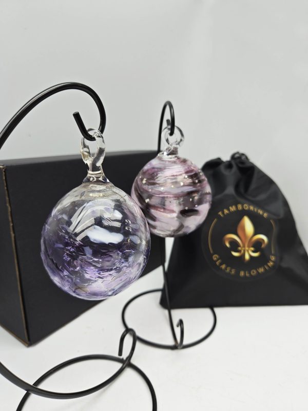 Set of 2 Christmas Baubles - Pink + Purple - Image 2