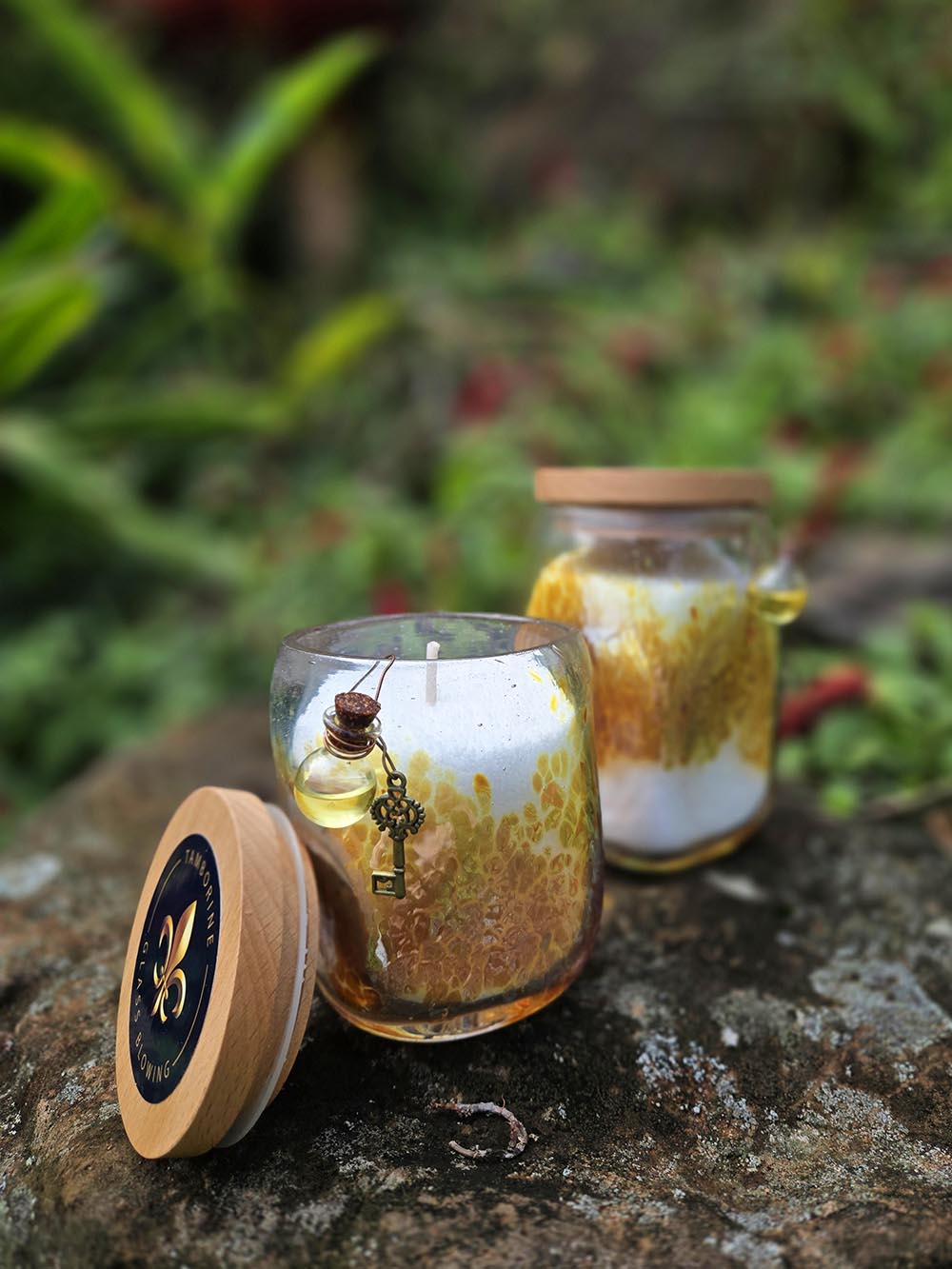 Candles in Metallic Amber Glass