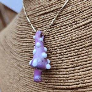 Glass Mushroom Necklace - Purple