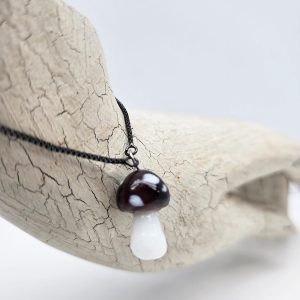 Plum Glass Mushroom Bracelet