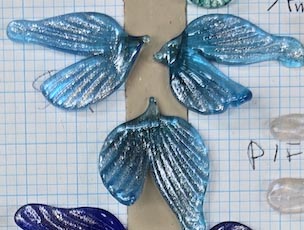 Handmade Glass Fairy Wings - Aqua - Trio - Image 3